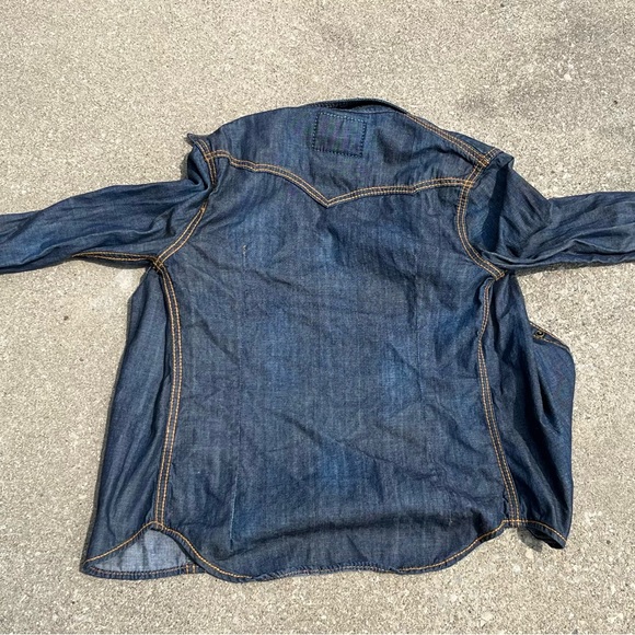 True Religion Georgia Blue Jean Jacket Denim XS. Orange Stitch - Picture 12 of 13